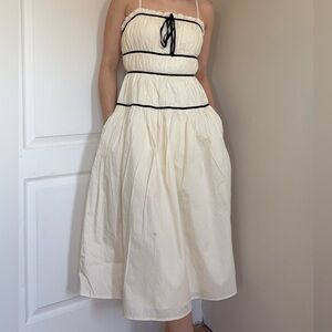 Cotton Poplin Midi Peasant Dress